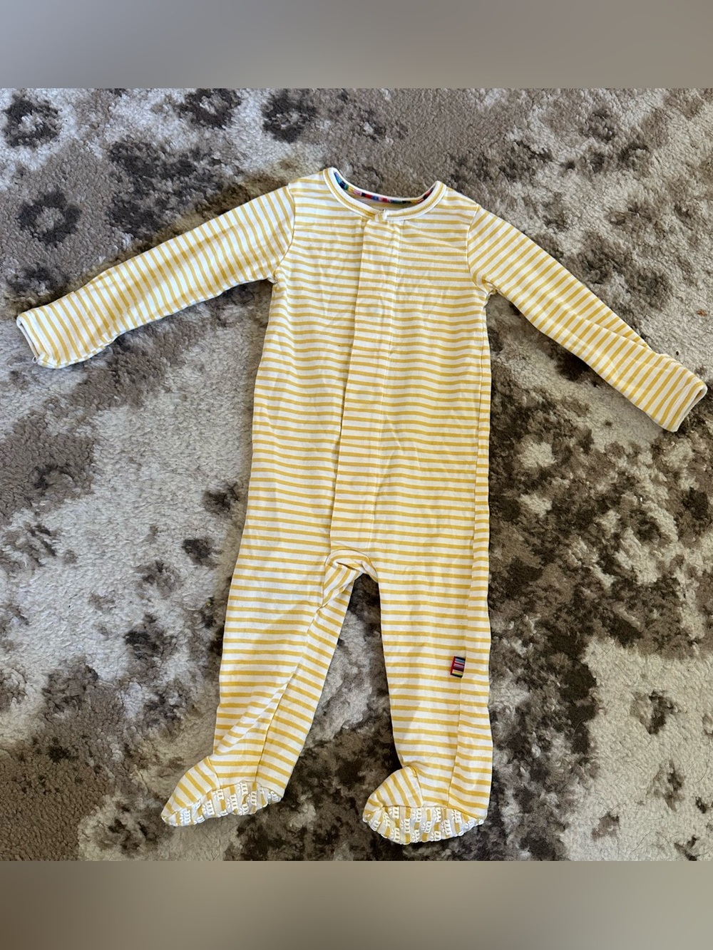 Magnetic Me Yellow and White Striped Footed One-Piece